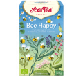 YOGI TEA Bee Happy | camomille, lavande, menthe poivrée-boîte bleu et verte avec des abeilles.