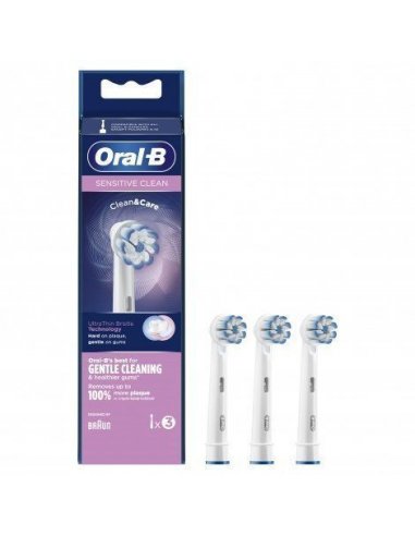 Oral-b Sensitive clean - Recharge 3 brossettes dents sensibles- Boîte bleue et rose