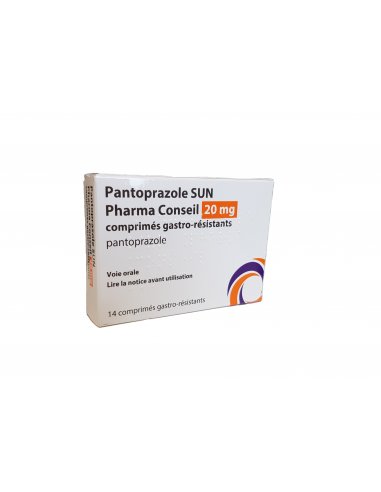 PANTOPRAZOLE Brûlures d'estomac 20 mg : 14 comprimés gastro-résistants-Boîte blanche et touches de orange