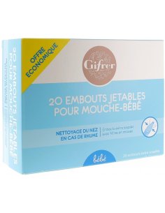 GIFRER 10 Embouts jetables pour Mouche-bébé-boite rectangulaire bleue et blanche