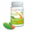 XLS Medical Réducteur de Graisses-pot blanc et vert, illustration flèche orange qui descend et image cactus.