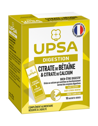 UPSA Digestion Citrate de Bétaïne & Citrate de Calcium Citron/Menthe