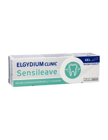 ELGYDIUM CLINIC Sensileave Dentifrice 1. Boîte blanche,bleu et verte.