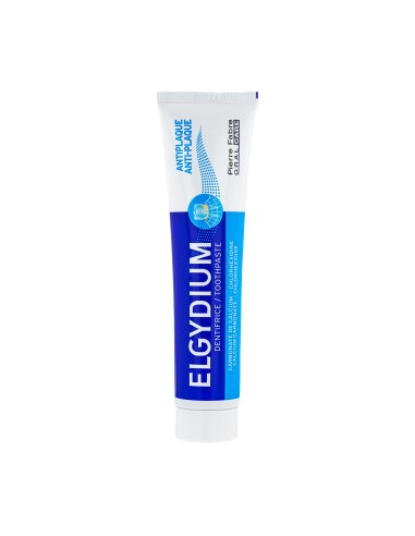 ELGYDIUM Dentifrice anti-plaque 2. Tube blanc et bleu