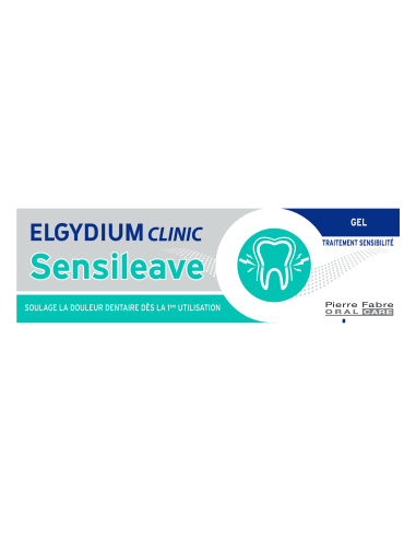 ELGYDIUM Clinic Sensileave Gel 1. Boîte blanche,grise et verte