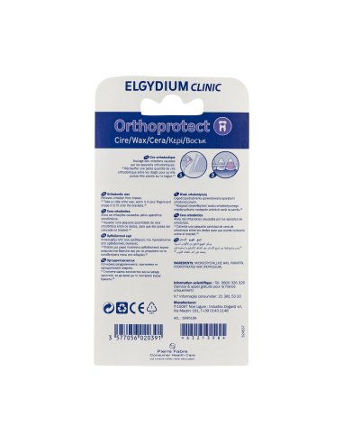 ELGYDIUM Cire Clinic Orthoprotect 2. Boîte transparente, blanche et bleu.