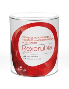 REXORUBIA Granulés Troubles de la Croissance. Boîte blanche et rouge.