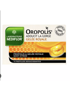 OROPOLIS Pastilles Gelée Royale - Boite blanche et verte avec des alvéoles d'abeilles