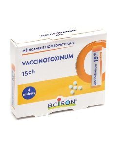 BOIRON Vaccinotoxinum Médicament Homéopathique. Boite blanche et jaune.