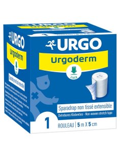 URGO Urgoderm Sparadrap Extensible non tissé. Boite bleu et blanche.