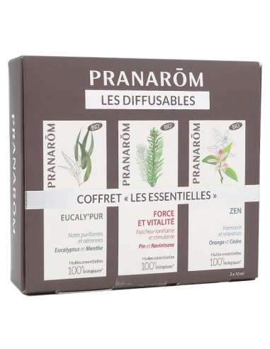PRANAROM Les Diffusables Coffret "Les Essentielles" boîte marron et blanche