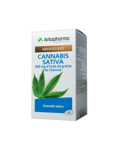 ARKOPHARMA Cannabis sativa-boite blanche avec image feuille de cannabis