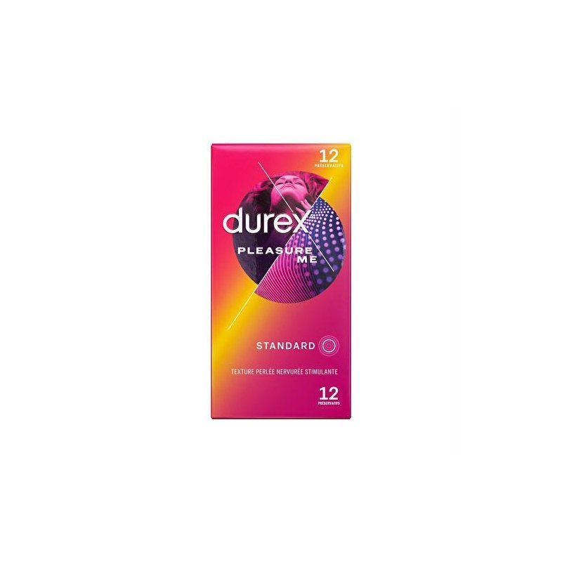 DUREX Préservatif Pleasure Me - 12 préservatifs, boite rose et jaune