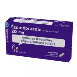 BIOGARAN Ésoméprazole Brûlure D'estomac Régurgitations acides 20mg 14 gélules boite violette