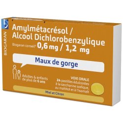 BIOGARAN Amylmétacrésol/Alcool Dichlorobenzylique 0,6mg/1,2mg