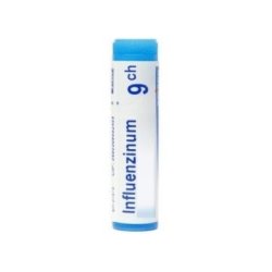 INFLUENZINUM Granules en dose 9 CH-tube cylindrique bleu avec étiquette blanche