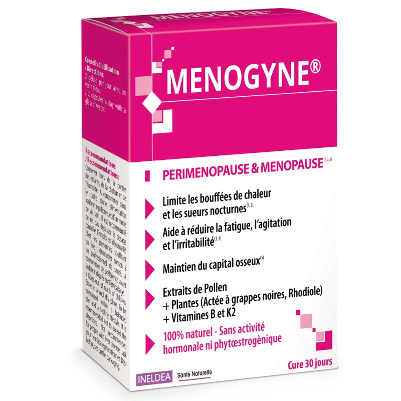 INELDEA Menogyne Périmenopause et Ménopause - boite rose et blanche