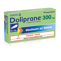 DOLIPRANE Paracétamol 300 mg 10 Suppositoires- Boîte verte