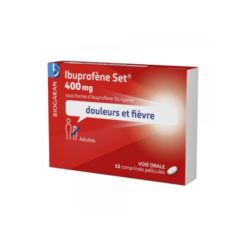 IBUPROFENE Set 400 mg 12 comprimés pelliculés douleurs et fièvre- boîte rouge ibuprofène  set 400mg