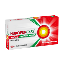 NUROFEN CAPS 400 mg 10 capsules molles-boite blanche et rouge