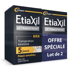 ETIAXIL Détranspirant Men Offre Spéciale Lot de 2 boite noir