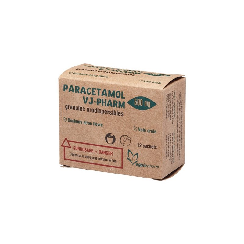 VJ-PHARM Paracétamol 500 mg 12 sachets-boite en carton marron