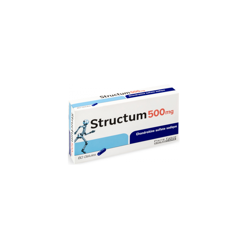 STRUCTUM 500 mg Chondroitine Arthrose-boite blanche et bleue avec un squelette qui court