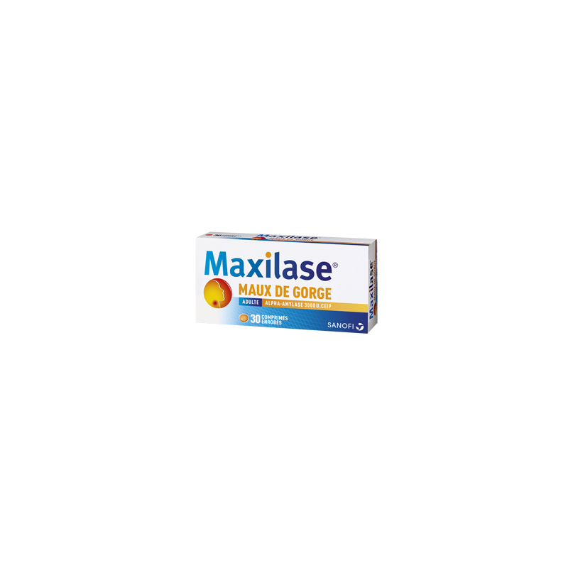 Maxilase comprimé anti-inflammatoire - maux de gorge - posologie et prix - boite de 30 comprimés