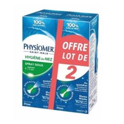 SANOFI PHYSIOMER Spray nasal Doux Lot de 2 - Hygiène du nez rhume-Boîtes bleues et vertes