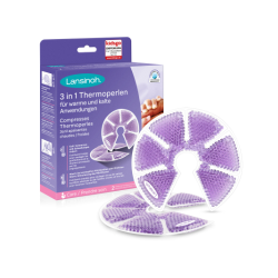 LANSINOH Compresses Thermoperles-boite violette avec compresse devant, ronde et violette