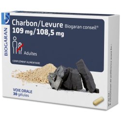BIOGARAN-Charbon-/-Levure-109-mg-/-108.5 mg-Boite-grise-et-blanche.