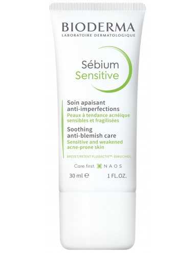 BIODERMA Sebium Sensitive Soin apaisant peaux acnéiques, sensibles et fragiles-tube blanc et vert bioderma sebium sensitive