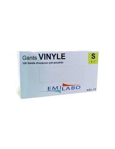 EMILABO Gants d'Examen en Vinyle Taille S - Boite blanche