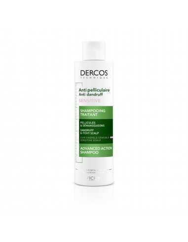 DERCOS Shampoing Anti-Pelliculaire Sensitive - Bouteille blanche et verte