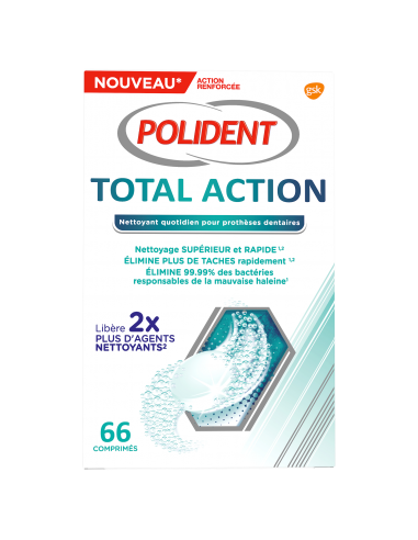 POLIDENT Total Action Comprimés Nettoyant - Boîte blanche