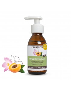 Mélange d'huile de massage neutre Bio PRANAROM-flacon pompe d'huile de massage dessin de noyau d'abricot