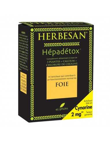 Hépadétox HERBESAN FOIE, fonction hépatique, complément alimentaire- Boîte noire et jaune