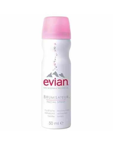 Brumisateur eau EVIAN, Brumisateur visage en Spray-bouteille spray Evian blanche et rose 50ml