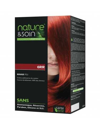 NATURE & SOIN Coloration 6RR Rouge Feu-boite noire avec image femme cheveux rouges