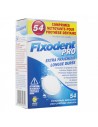 FIXODENT Pro Comprimés pour Prothèse Dentaire - Boite bleu, blanche et grise avec un comprimé.