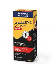 APAISYL XPERT Lotion Anti-Poux et Lentes - Boîte jaune et noir.