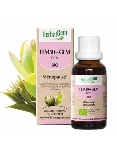 HERBALGEM FEM50+ GEM  BIO - Soulager les symptômes de la ménopause-boîte rose et beige