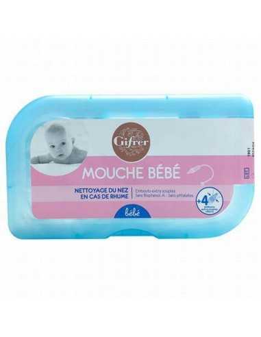 GIFRER Mouche bébé et embouts extra-souples-boite bleue avec image bébé sur le ventre