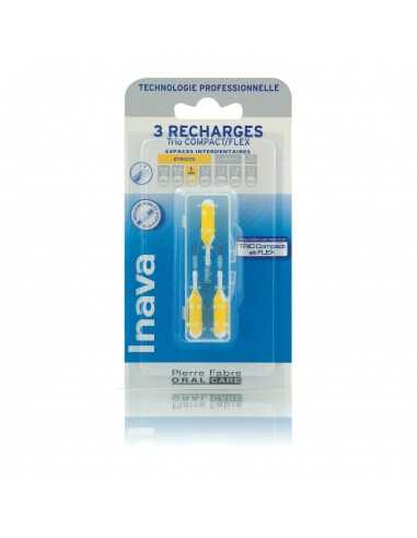 Recharges brossette interdentaires 1 mm, ISO 2 , JAUNE INAVA- Emballage bleu et blanc, brossettes jaunes