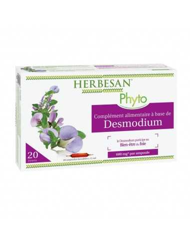 HERBESAN Desmodium Digestion, foie, draineur hépatique,santé- Boiîte blanche avec violet et vert