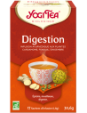 YOGI TEA Digestion - Infusion Digestion à la cardamome, fenouil et gingembre-boîte orange avec un bol d'infusion.