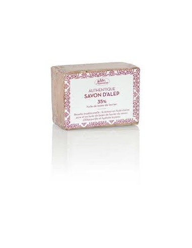 AQUAROMAT Savon d'Alep 35%-bloc de savon d'alep rose, étiquette blanche